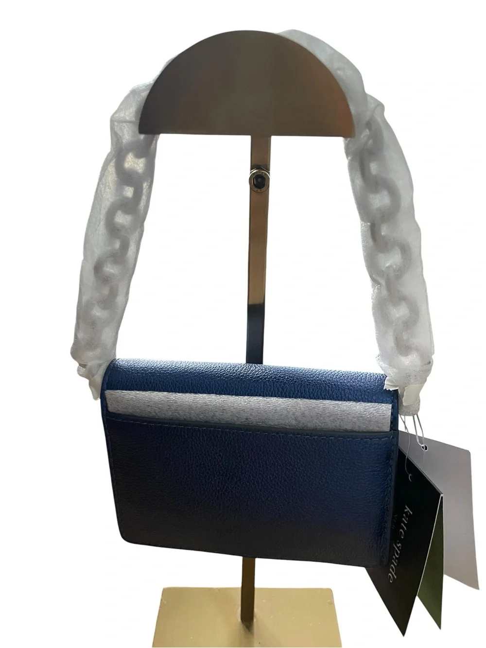 NWT Kate Spade Natasha Metallic Pebbled Leather Card Case Crossbody - Navy